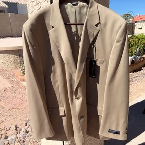 NWT VINTAGE Henry Grethel Camel Solid  Wool Blend Suit Size 60 R  Blazer